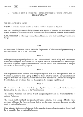 2. Protocol on the Application of the Principles of Subsidiarity and Proportionality