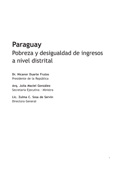 Paraguay Pobreza Y Desigualdad De Ingresos a Nivel Distrital