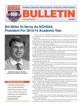 Bill Miller to Serve As NCHSAA President for 2013-14 Academic Year