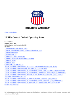 UPRR - General Code of Operating Rules