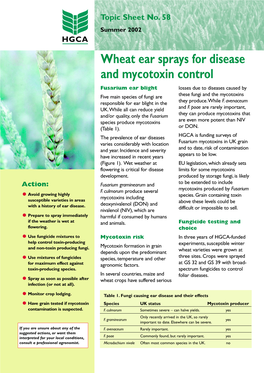 Wheat Ear Sprays for Disease and Mycotoxin Control