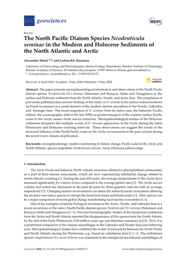 The North Pacific Diatom Species Neodenticula Seminae in The