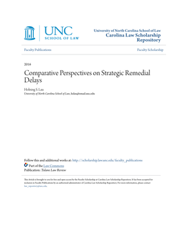 Comparative Perspectives on Strategic Remedial Delays Holning S