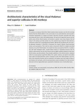 Architectonic Characteristics of the Visual Thalamus and Superior Colliculus in Titi Monkeys