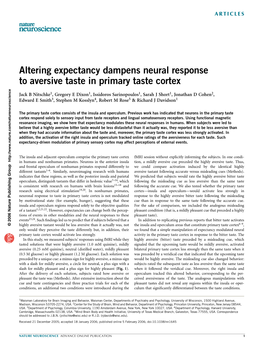 Altering Expectancy Dampens Neural Response to Aversive Taste in Primary Taste Cortex