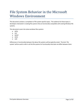 File System Behavior Overview Page 1 of 59