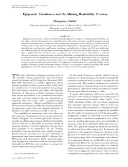 Epigenetic Inheritance and the Missing Heritability Problem