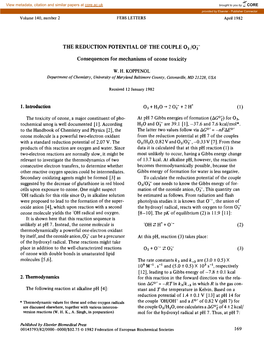 The Reduction Potential of the Couple O3 /O;