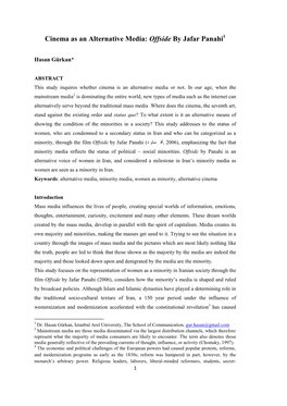 Cinema As an Alternative Media: Offside by Jafar Panahi