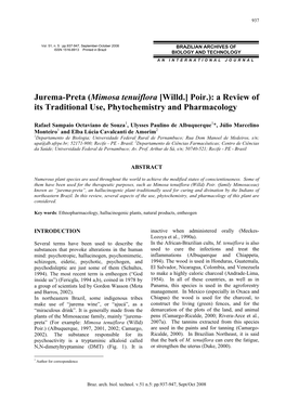 Jurema-Preta (Mimosa Tenuiflora [Willd.] Poir.)