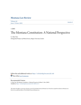 The Montana Constitution: a National Perspective, 64 Mont