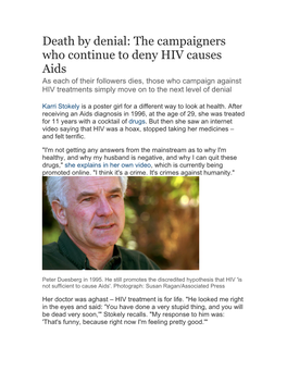 Death by Denial: the Campaigners Who Continue to Deny HIV Causes