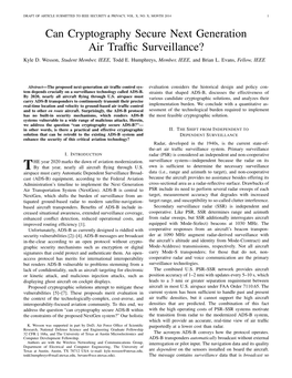Can Cryptography Secure Next Generation Air Traffic Surveillance?
