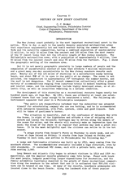 HISTORY of NEW JERSEY COASTLINE C. F. Wlcker Chief, Engineering Division, Philadelphia District Corps of Engineers, Department of the Army Philadelphia, Pennsylvania