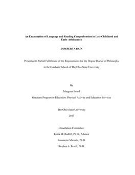 An Examination of Language and Reading Comprehension in Late Childhood and Early Adolescence