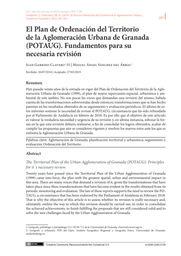 El Plan De Ordenación Del Territorio De La Aglomeración Urbana De Granada (POTAUG)