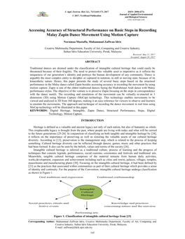 Accessing Accuracy of Structural Performance on Basic Steps in Recording Malay Zapin Dance Movement Using Motion Capture