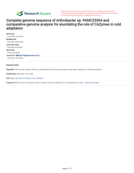 Complete Genome Sequence of Arthrobacter Sp