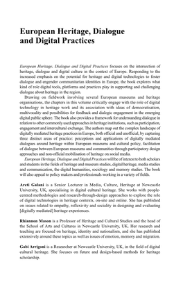 European Heritage, Dialogue and Digital Practices