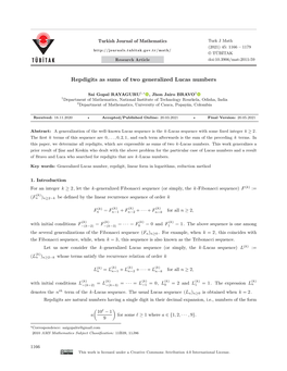 Repdigits As Sums of Two Generalized Lucas Numbers