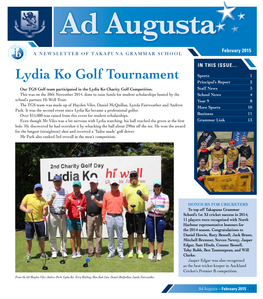 Lydia Ko Golf Tournament Sports 1 Principal’S Report 2 Our TGS Golf Team Participated in the Lydia Ko Charity Golf Competition