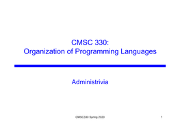 CMSC 330: Organization of Programming Languages