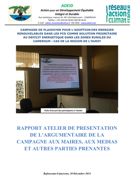 Rapport De L'atelier