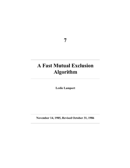 A Fast Mutual Exclusion Algorithm