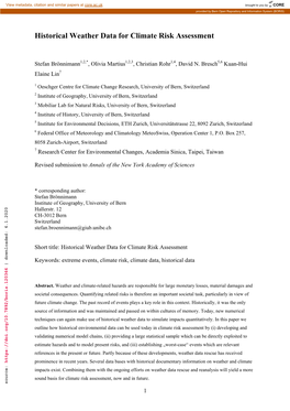 Historical Weather Data for Climate Risk Assessment