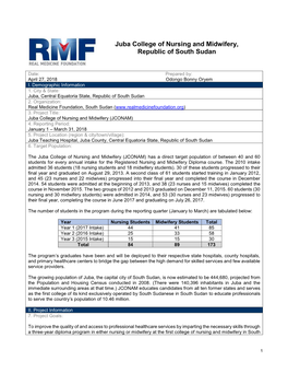 Juba College of Nursing and Midwifery, Republic of South Sudan