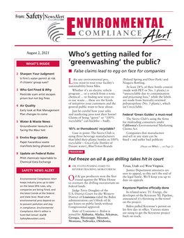 Environmental Compliance Alert, Issue No. 655 – August 2, 2021