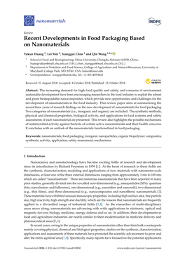 Recent Developments in Food Packaging Based on Nanomaterials