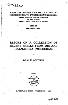 Report on a Collection of Recent Shells from Obi and Halmahera (Moluccas)