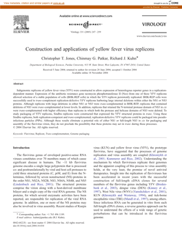 Construction and Applications of Yellow Fever Virus Replicons