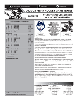 2020-21 Friar Hockey Game Notes