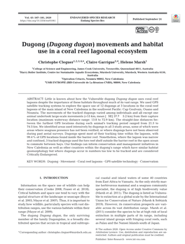 (Dugong Dugon) Movements and Habitat Use in a Coral Reef Lagoonal Ecosystem