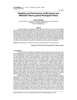 Modeling and Performance of Microwave and Millimeter-Wave Layered Waveguide Filters