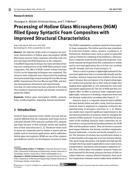 Processing of Hollow Glass Microspheres