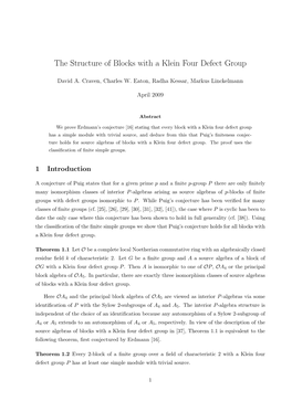 The Structure of Blocks with a Klein Four Defect Group