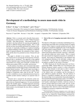 Development of a Methodology to Assess Man-Made Risks in Germany