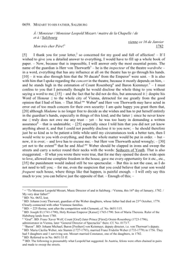 À / Monsieur / Monsieur Leopold Mozart / Maitre De La Chapelle / De Et À / Salzbourg Vienne Ce 16 De Janvier Mon Trés Cher Pére!1 1782