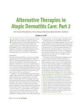 Alternative Therapies in Atopic Dermatitis Care: Part 2 from Natural Oils to Probiotics, Here’S What You Need to Know About Alternative Treatments