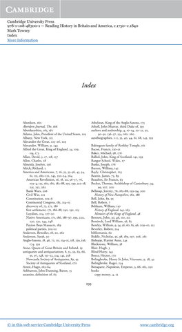 Cambridge University Press 978-1-108-48300-1 — Reading History in Britain and America, C.1750–C.1840 Mark Towsey Index More Information