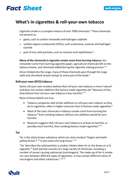 What's in Cigarettes & Roll-Your-Own Tobacco