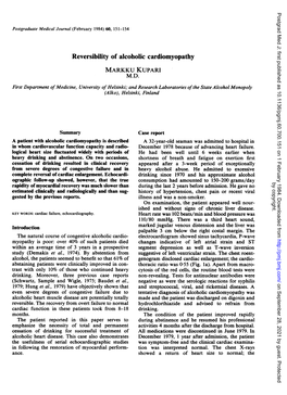 Reversibility of Alcoholic Cardiomyopathy MARKKU KUPARI M.D