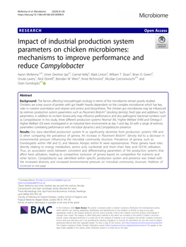 Impact of Industrial Production System Parameters on Chicken Microbiomes