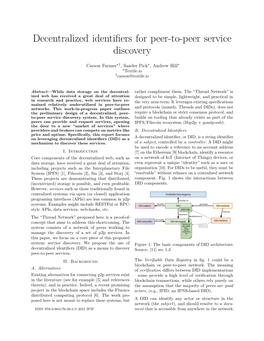 Decentralized Identifiers for Peer-To-Peer Service Discovery