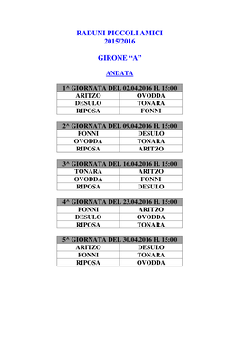 Raduni Piccoli Amici 2015/2016 Girone