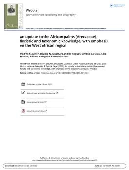 An Update to the African Palms (Arecaceae) Floristic and Taxonomic Knowledge, with Emphasis on the West African Region