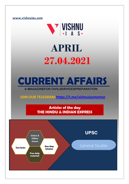 Current Affairs April 27.04.2021